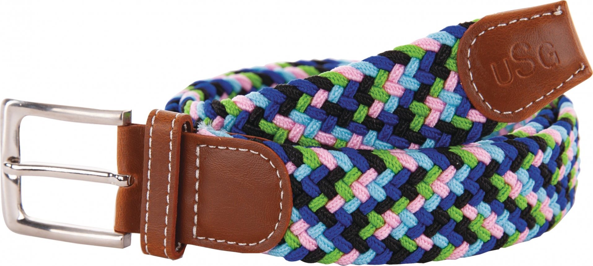 USG Pásek pletený Casual USG, dětský, turquoise/rose/lime green Délka: 50 cm