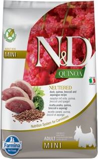 N&D (Farmina Pet Foods) Granule pro psy Quinoa DOG Neutered Adult Mini Duck&Broccoli N&D, 2,5 kg