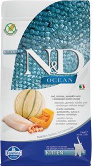 N&D (Farmina Pet Foods) Granule pro kočky N&D OCEAN CAT Kitten Cod & Shrimp&Pumpkin&Melon, 1,5 kg