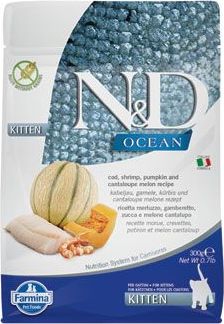 N&D (Farmina Pet Foods) Granule pro kočky N&D OCEAN CAT Kitten Cod & Shrimp & Pumpkin&Melon, 300 g