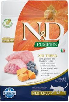 N&D (Farmina Pet Foods) Granule pro kočky N&D Pumpkin CAT Neutered Lamb & Blueberry, 300 g