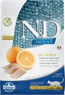 N&D (Farmina Pet Foods) Granule pro kočky OCEAN NEUTERED Adult Herring & Orange N&D, 300 g