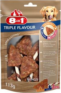 Pochoutka pro psy 8in1 Triple Flavour wings, 6 ks