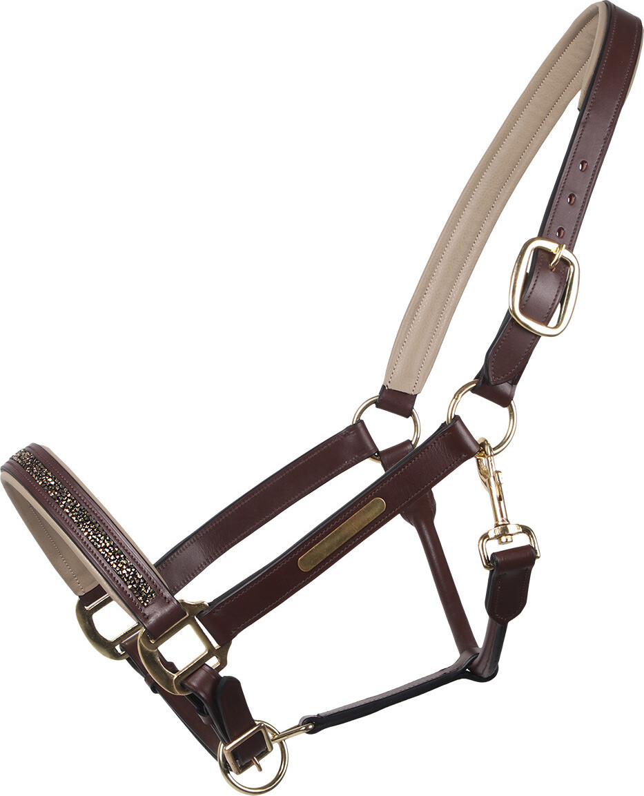 QHP Ohlávka kožená Lupine QHP, brown/beige Velikost: COB