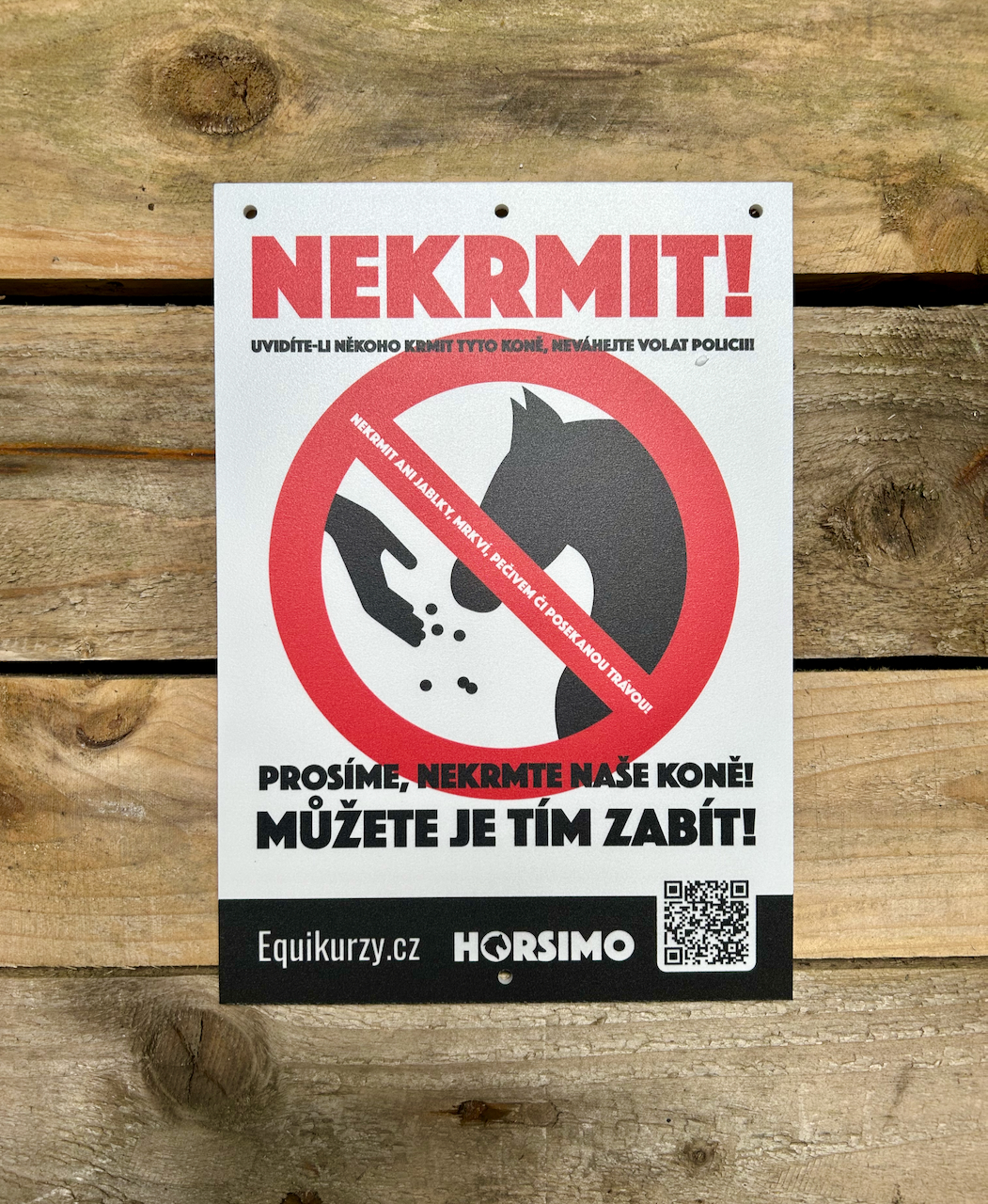 HORSIMO Cedulka do výběhu NEKRMIT! CZ - plast
