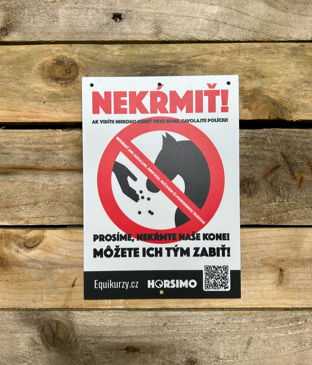 HORSIMO Cedulka do výběhu NEKŔMIŤ! SK - plast