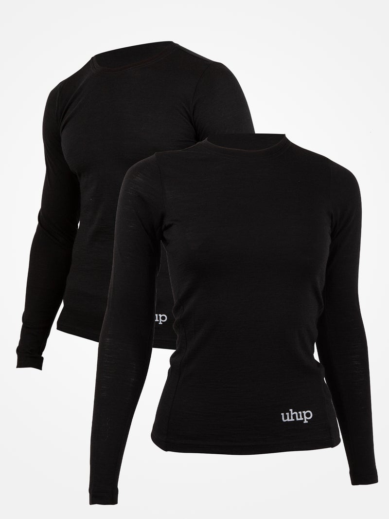 UHIP Triko vlněné Merino UHIP, s dlouhým rukávem, unisex, černé Velikost: 34