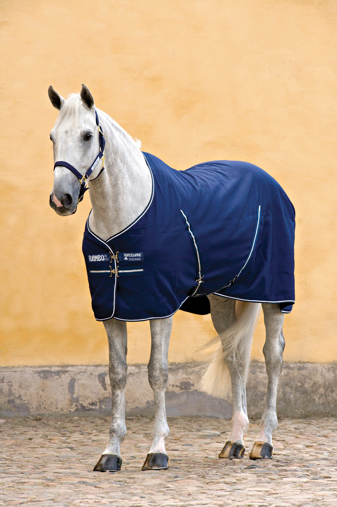 RAMBO Deka stájová Rambo, hladká podšívka, 0 g, navy/navy & white Délka zad: 100 cm