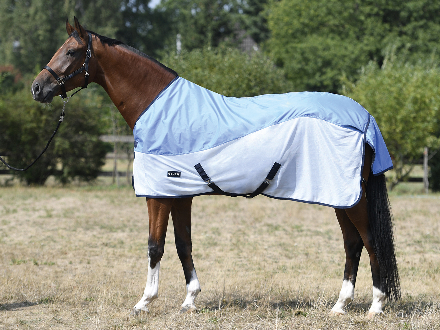 BUSSE Deka proti hmyzu Rainfly BUSSE, nepromokavá, bez krku, sky/navy Délka zad: 125 cm