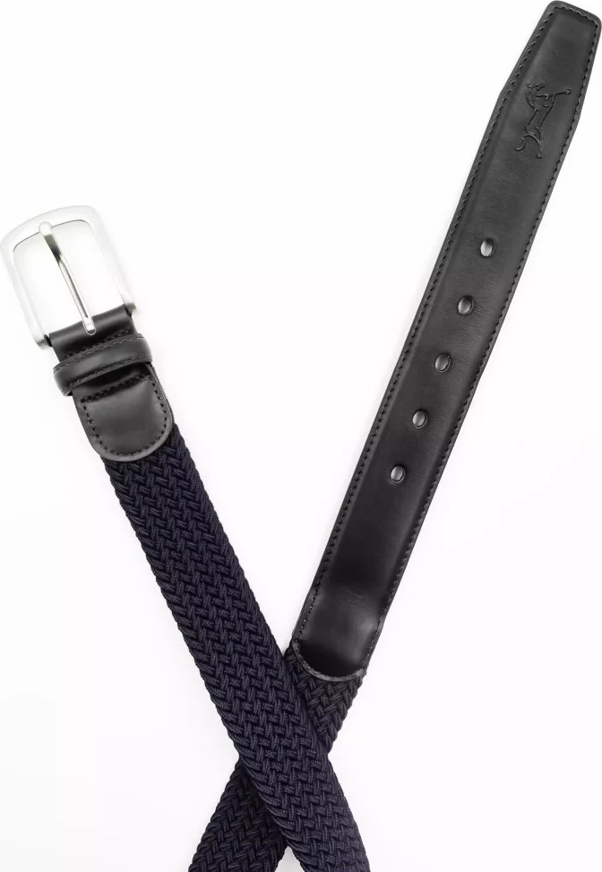FAGER Pásek elastický kožený Fager, black/navy Délka: 100 cm
