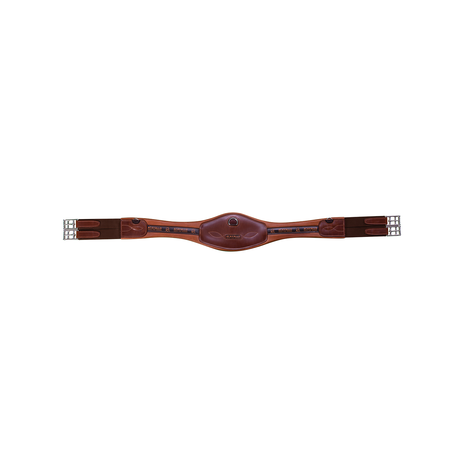 ACAVALLO Podbřišník z telecí kůže, nylonu a gelu Acavallo, anatomický, cognac Délka: 110 cm
