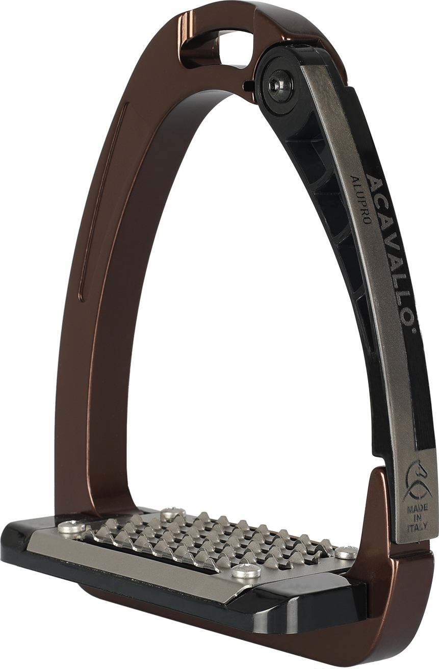 ACAVALLO Třmeny bezpečnostní Arena Alupro Acavallo, 12 cm, hnědé