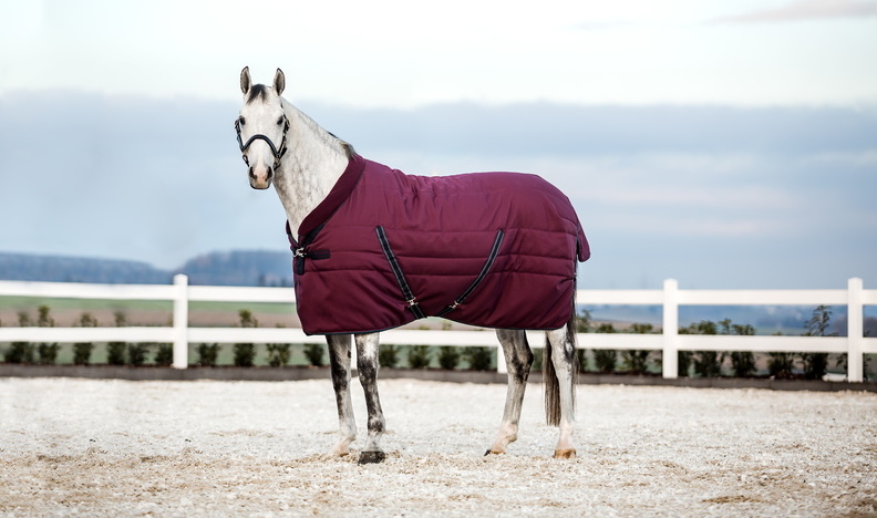 RAMBO Deka stájová Rambo, 200 g, burgundy/burgundy/teal & navy Délka zad: 155 cm