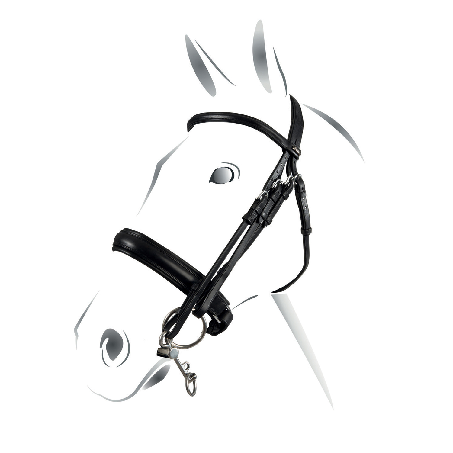 EQUESTRO Uzda kožená Evolution EQUESTRO, černá Velikost: EXTRA FULL