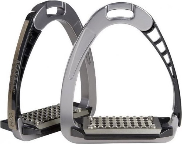 ACAVALLO Třmeny bezpečnostní Arena Alupro Junior Acavallo, 10,5 cm, titanium