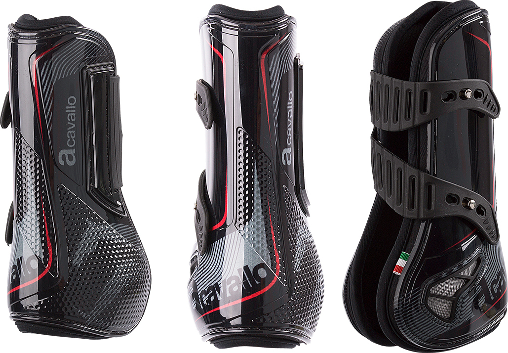 ACAVALLO Kamaše přední S.Opera H.B Gel Lined, black/red Velikost: 2