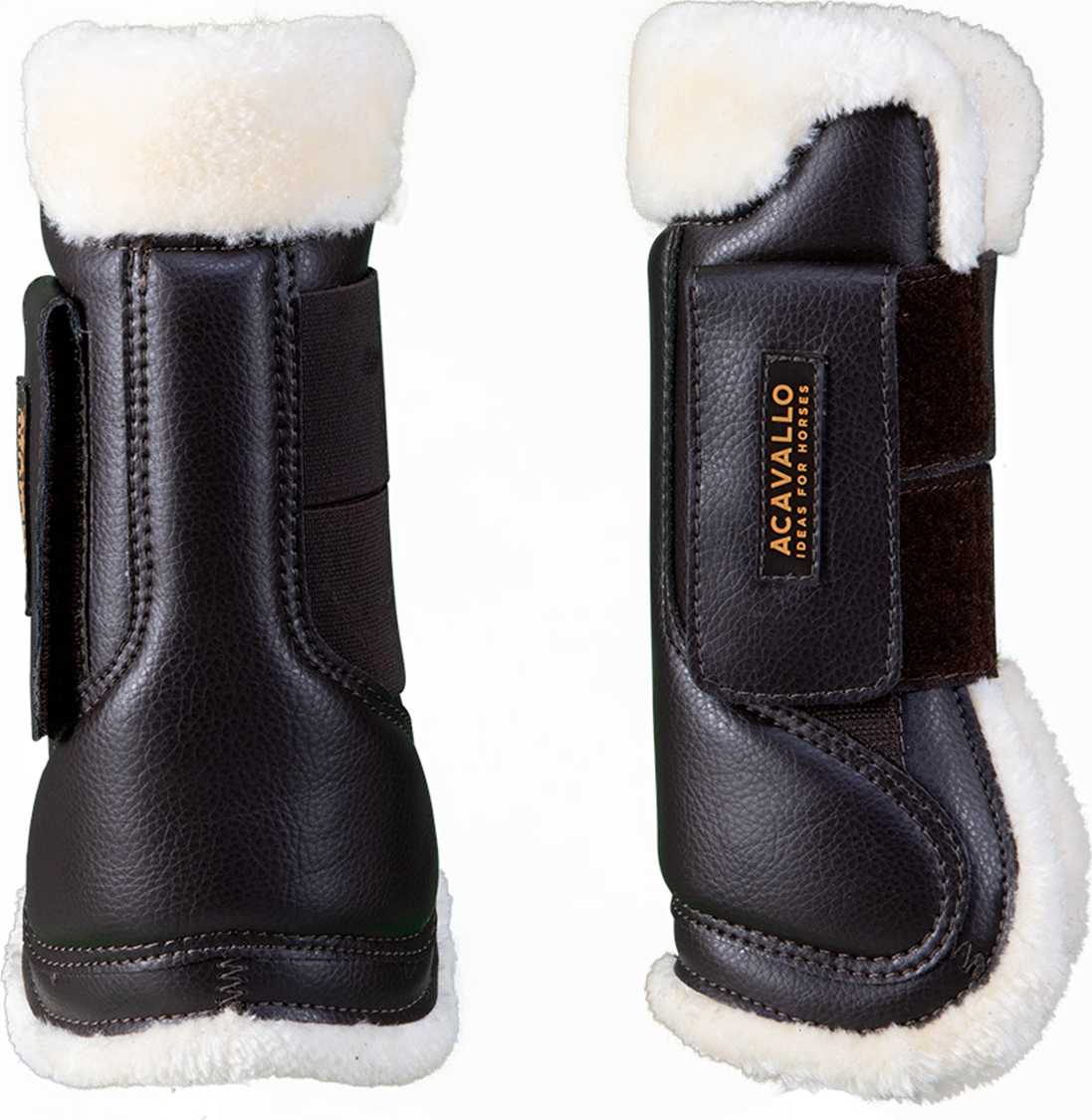 ACAVALLO Kamaše přední Eco-leather Eco-wool ACAVALLO, s beránkem, pár, černé Velikost: FULL