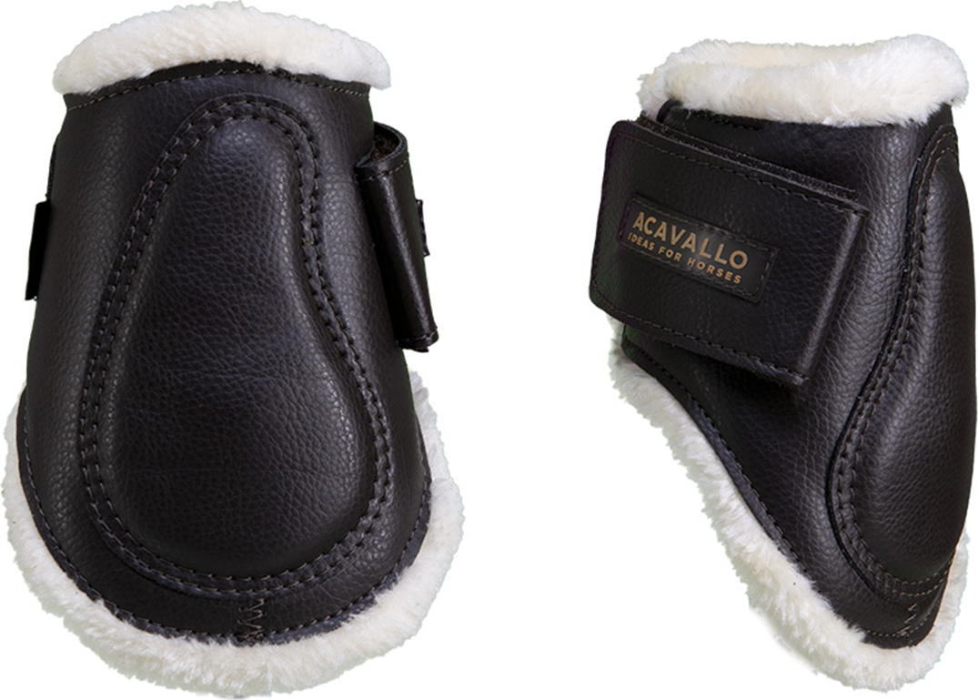 ACAVALLO Kamaše zadní Eco-leather Eco-wool ACAVALLO, s beránkem, pár, černé Velikost: COB