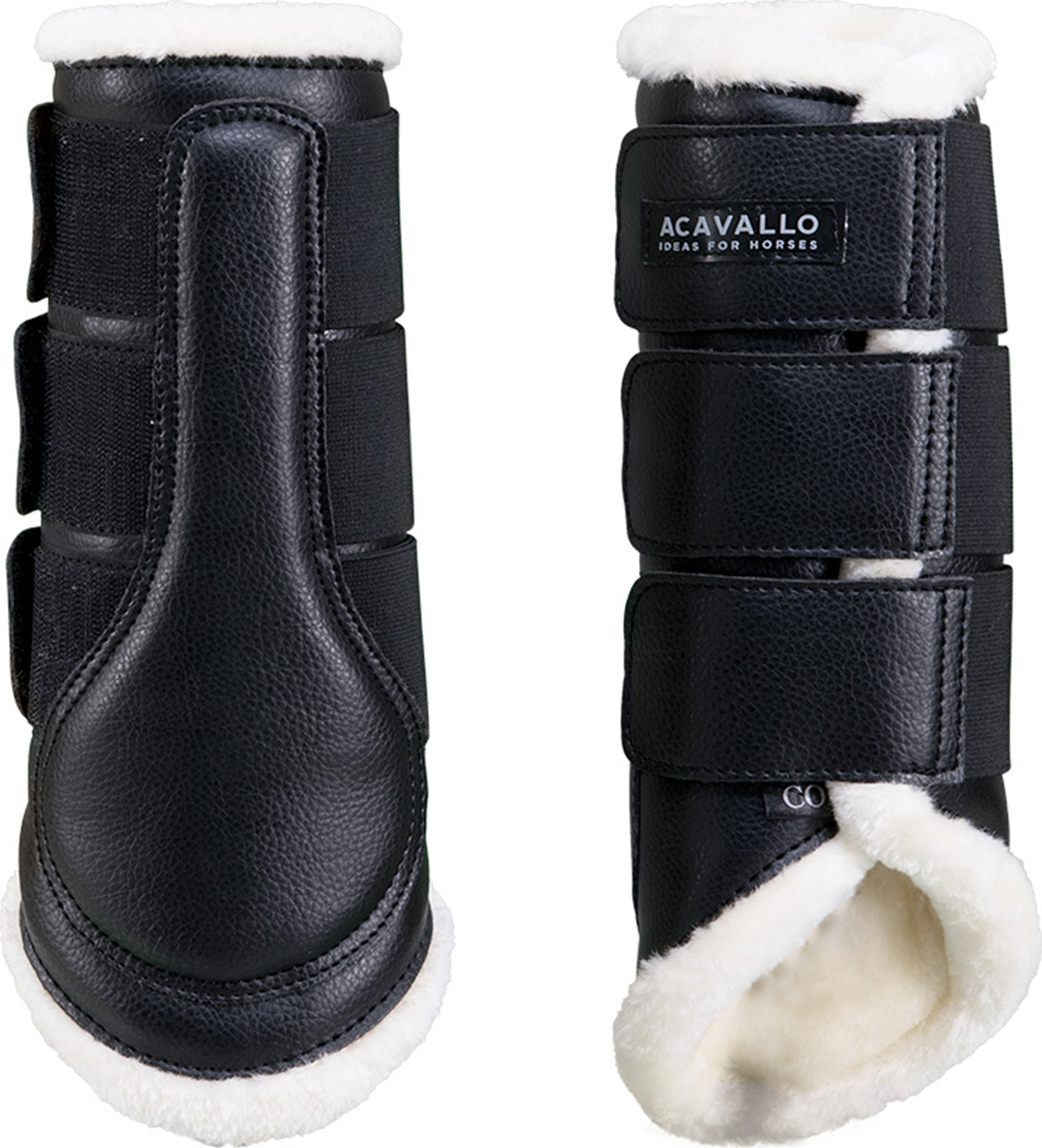 ACAVALLO Kamaše zadní Eco-leather Eco-wool Acavallo, drezurní, s beránkem, pár, černé Velikost: COB