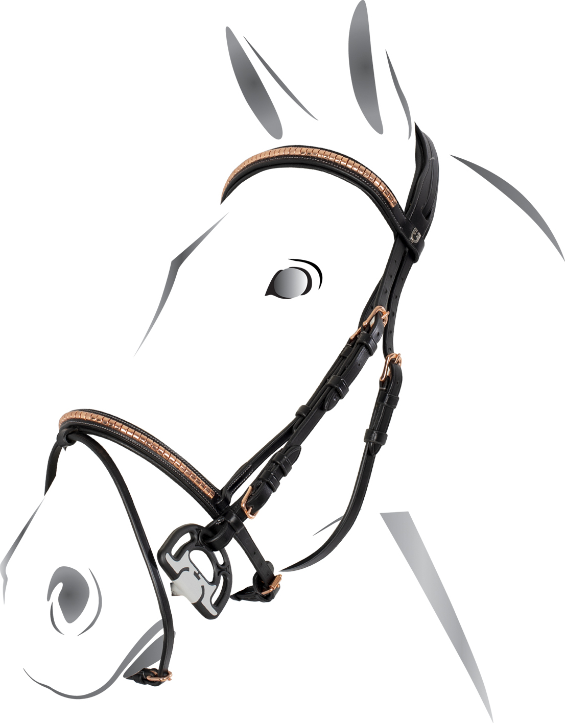 EQUESTRO Uzdečka Rose Gold Clincher EQUESTRO, černá Velikost: COB