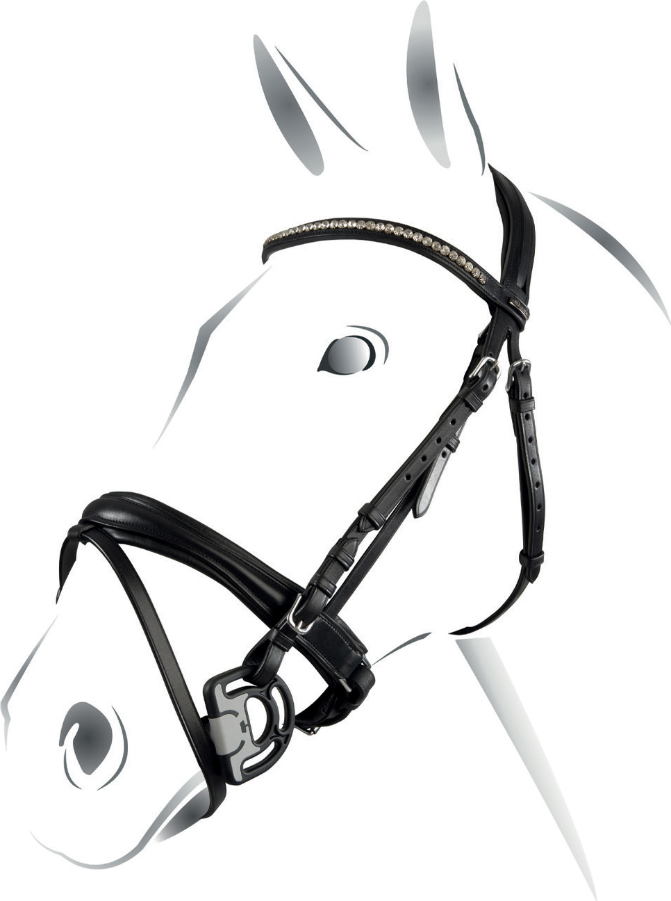 EQUESTRO Uzdečka Crank EQUESTRO, černá Velikost: FULL