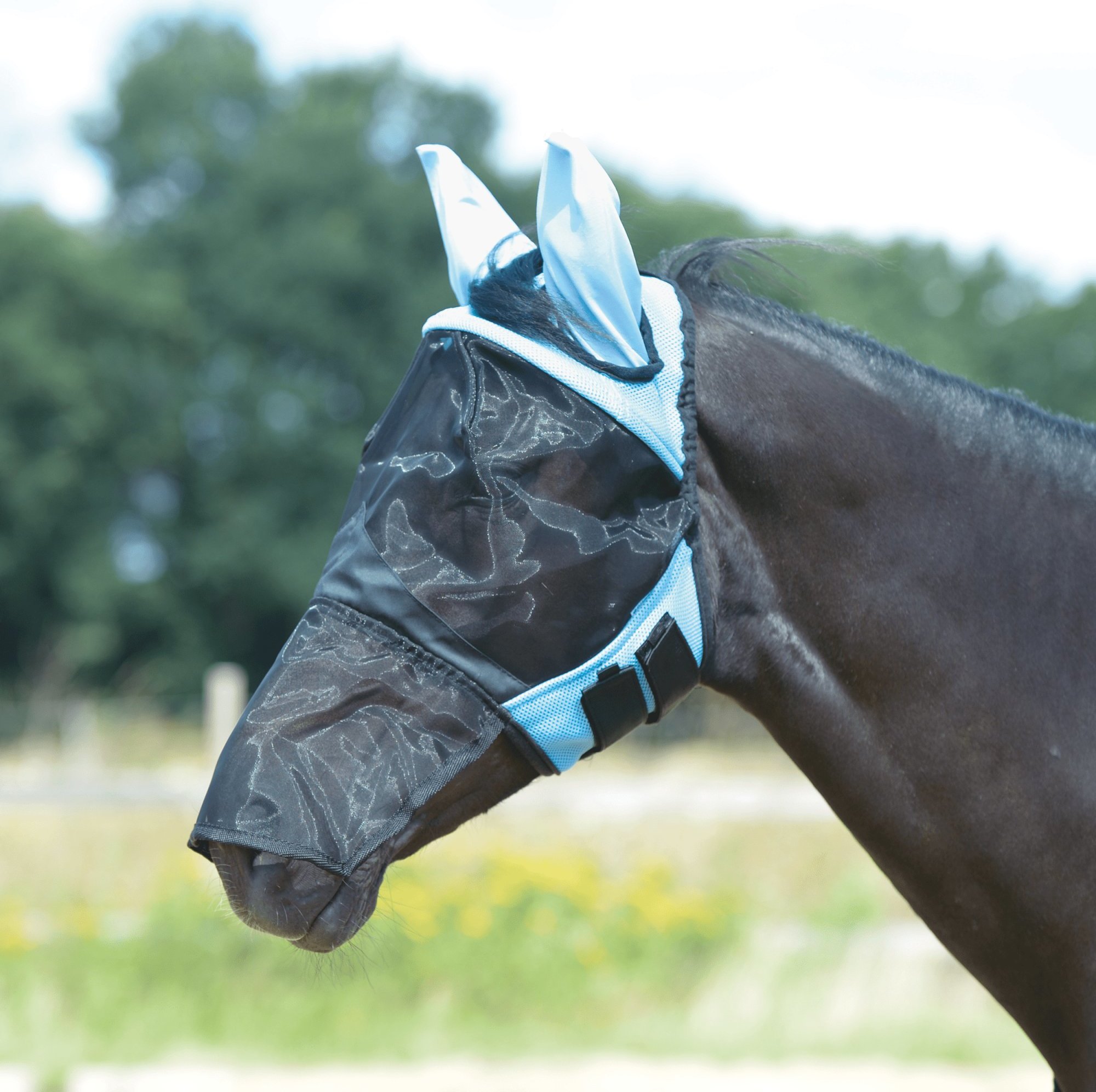 BUSSE Maska proti hmyzu Fly Cover Pro Gap II BUSSE, s ochranou uší a nozder, light blue Velikost: FULL
