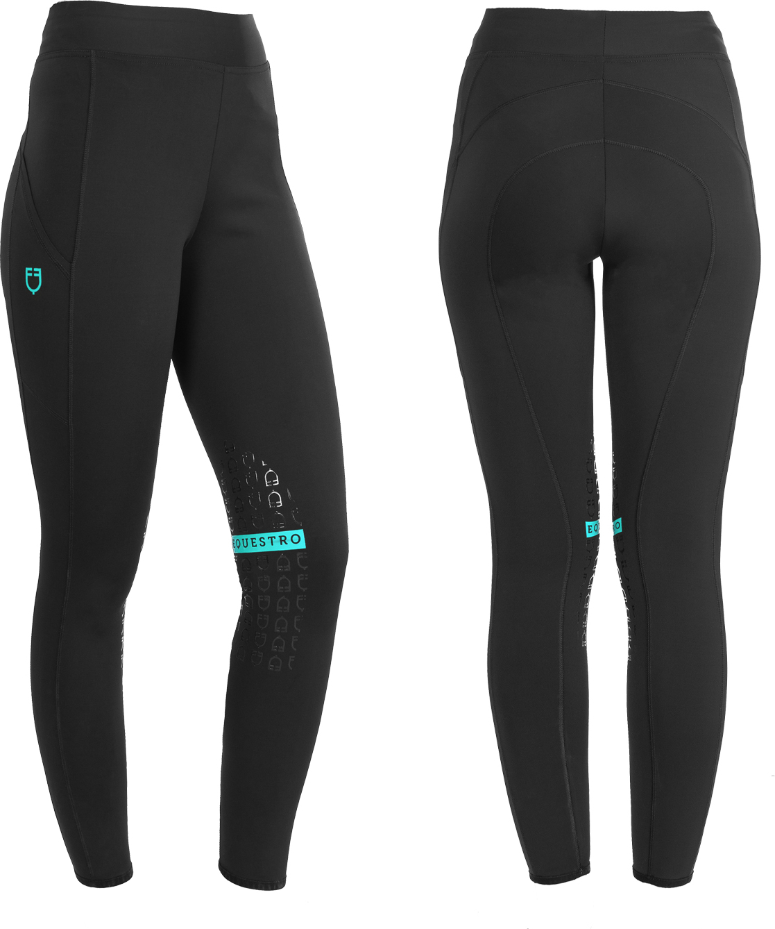 EQUESTRO Legíny jezdecké Kao EQUESTRO, s gripem, dámské, black/emerald Velikost: L