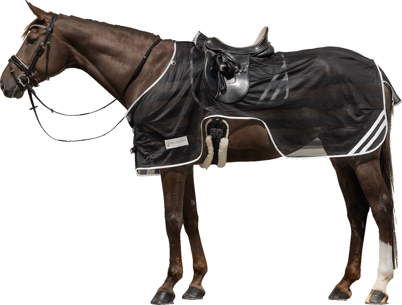 WALDHAUSEN Deka bederní Waldhausen, reflexní, black/silver Délka zad: 145 cm