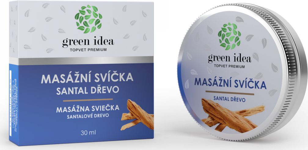 Green idea Masážní svíčka - Santal dřevo GREEN IDEA, 30 ml