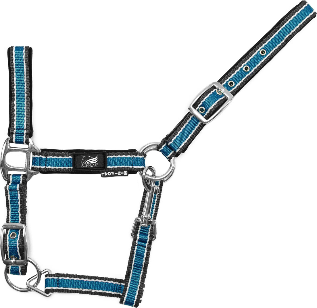 Supreme Ohlávka hříběcí Bicolor Supreme, black/white/turquoise Velikost: MINI MINI SHETTY