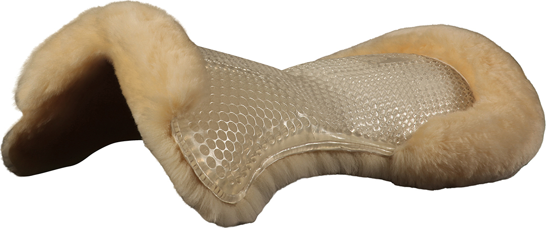 ACAVALLO Dečka gelová Front Riser Full Sheepskin Acavallo, transparent Velikost: SHEEPSKIN COLOR BLACK