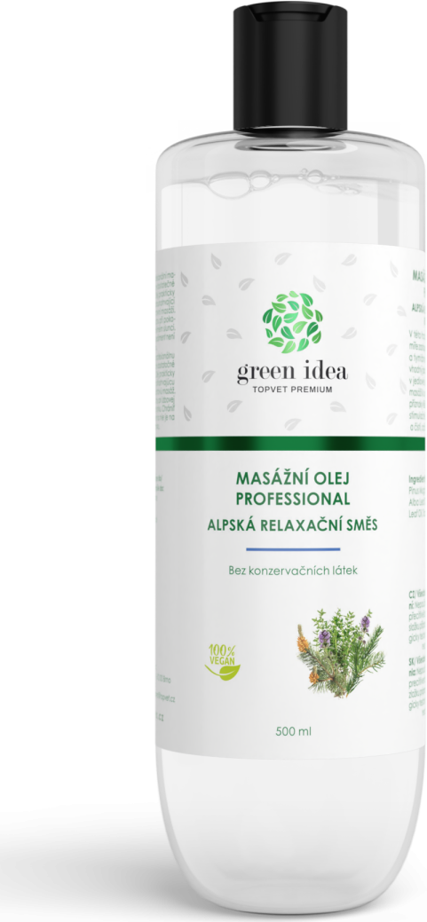 Green idea Směs relaxační - Alpská, masážní olej GREEN IDEA, 500 ml
