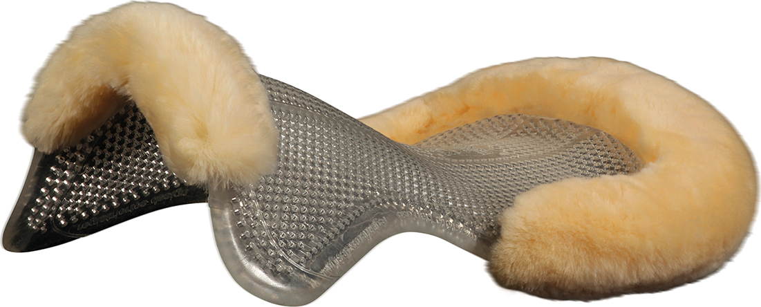 ACAVALLO Dečka gelová Classic gel Cut Out Eco-wool ACAVALLO, hnědá Velikost: L, Provedení: s černým eko beránkem