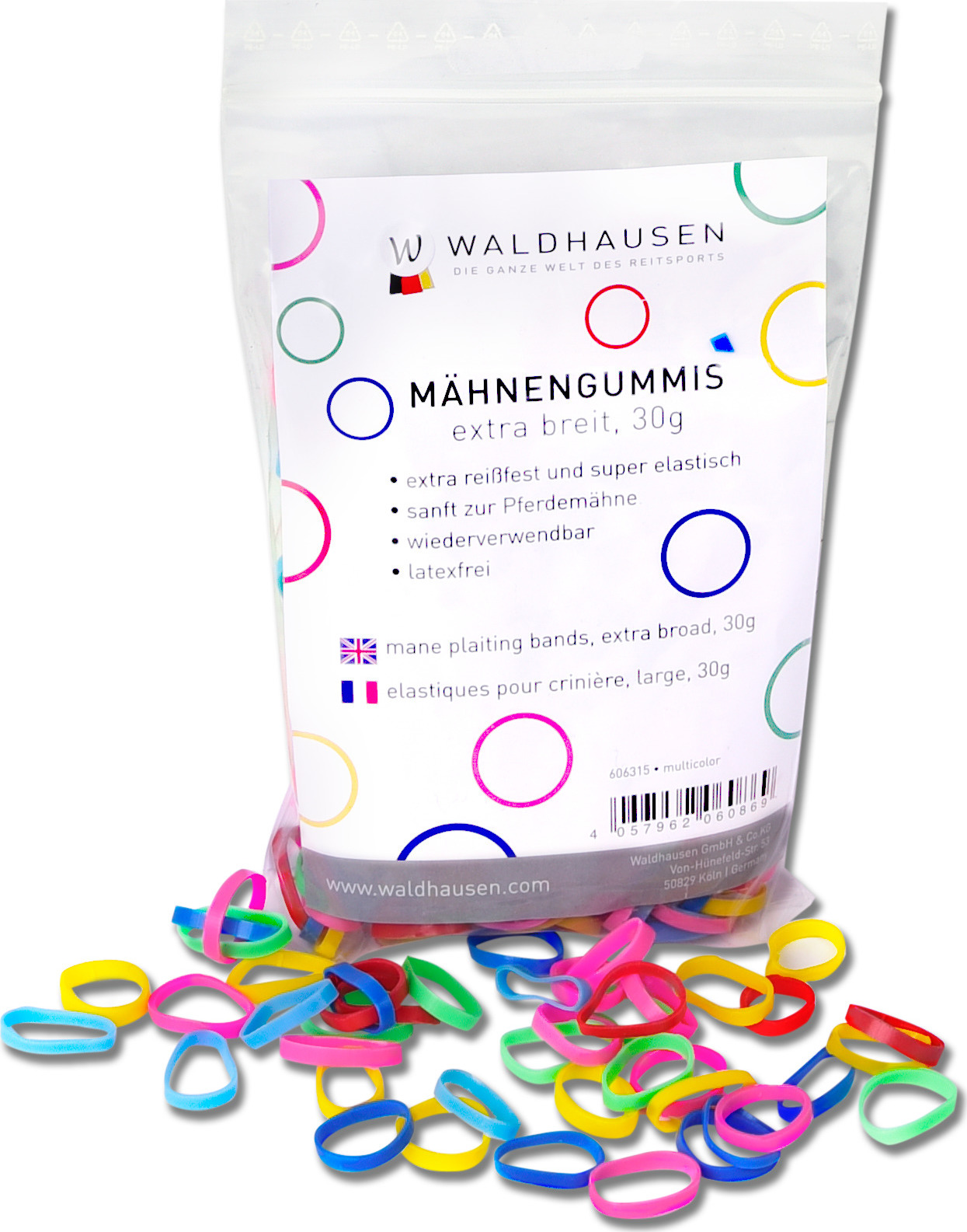 WALDHAUSEN Gumičky do hřívy Waldhausen, 30 g, multicolor