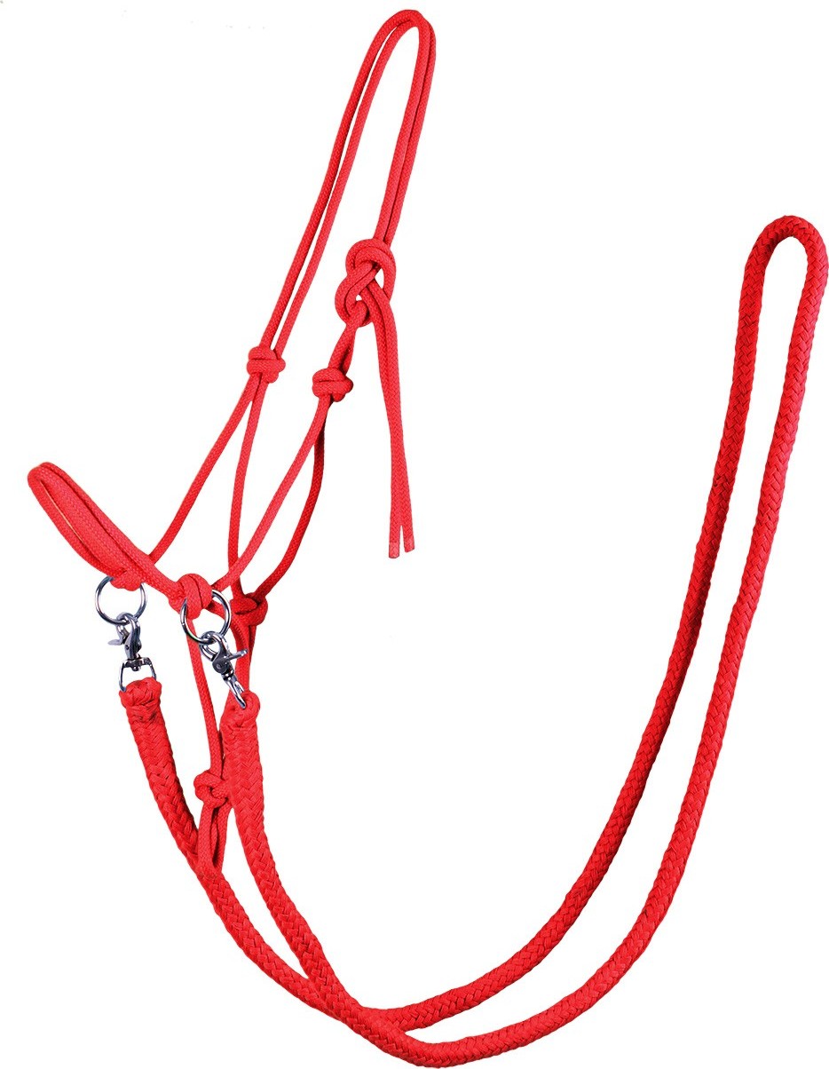 QHP Ohlávka provazová s otěžemi QHP, bright red Velikost: PONY