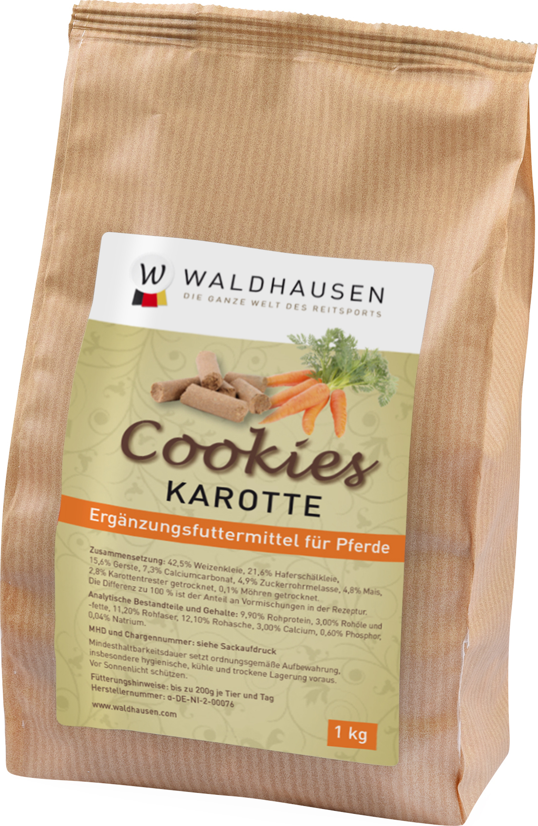WALDHAUSEN Pamlsky pro koně Cookies Waldhausen, 1 kg, mrkvové