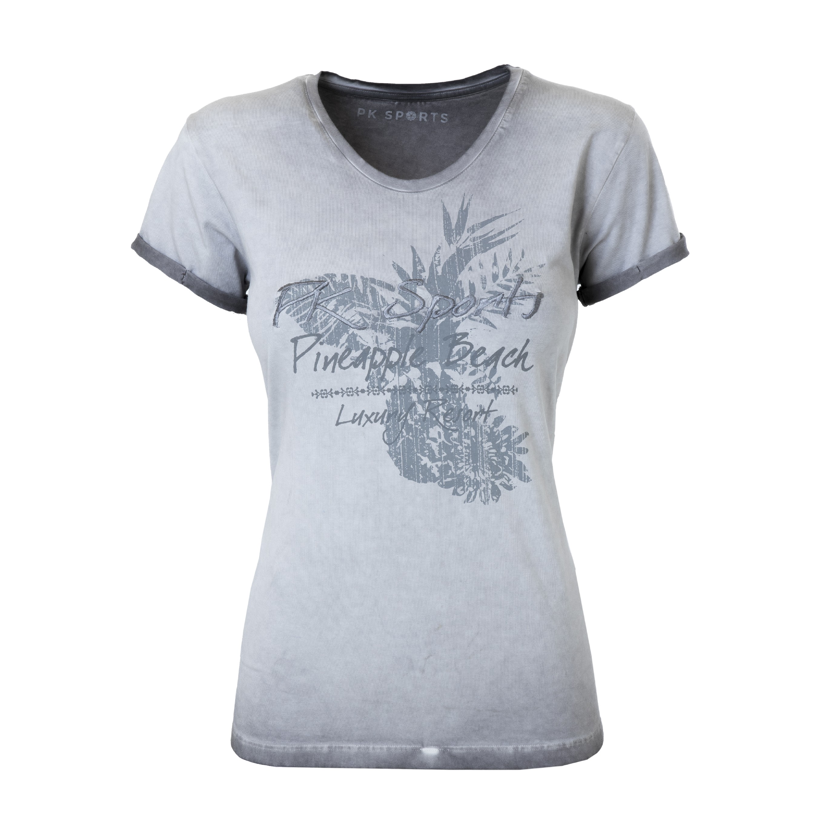 PK INTERNATIONAL Tričko DIDI PK, Oil Washed Melange Pearl Velikost: M