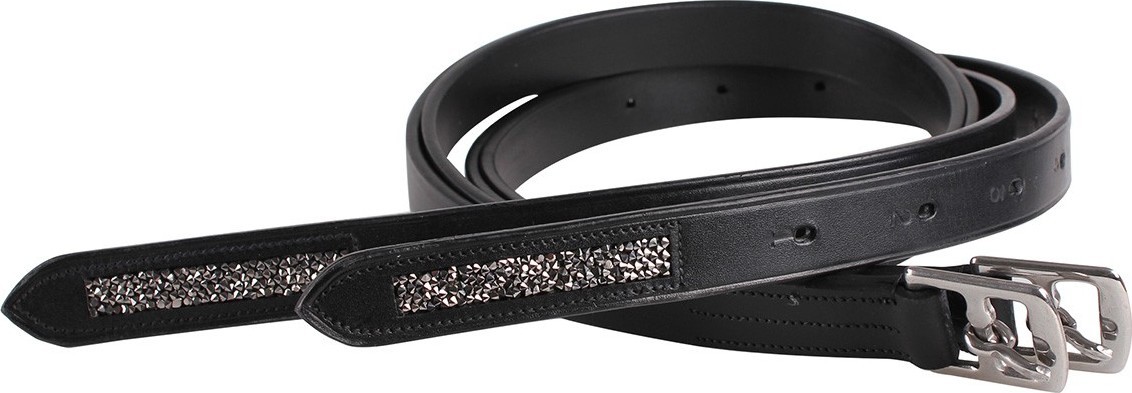 QHP Řemeny třmenové Lupine QHP, 135/150 cm, black/grey Délka: 135 cm