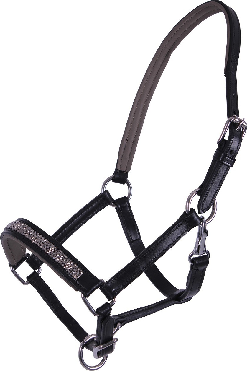 QHP Ohlávka hříběcí Lupine QHP, kožená, black/grey Velikost: PONY