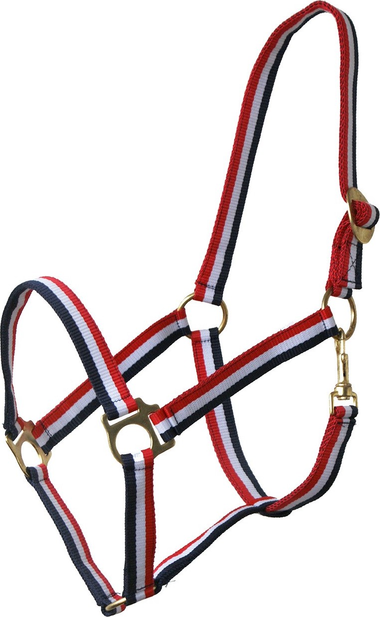 Q-essentials Ohlávka nylonová Q-essentials, red/white/blue Velikost: SHETTY