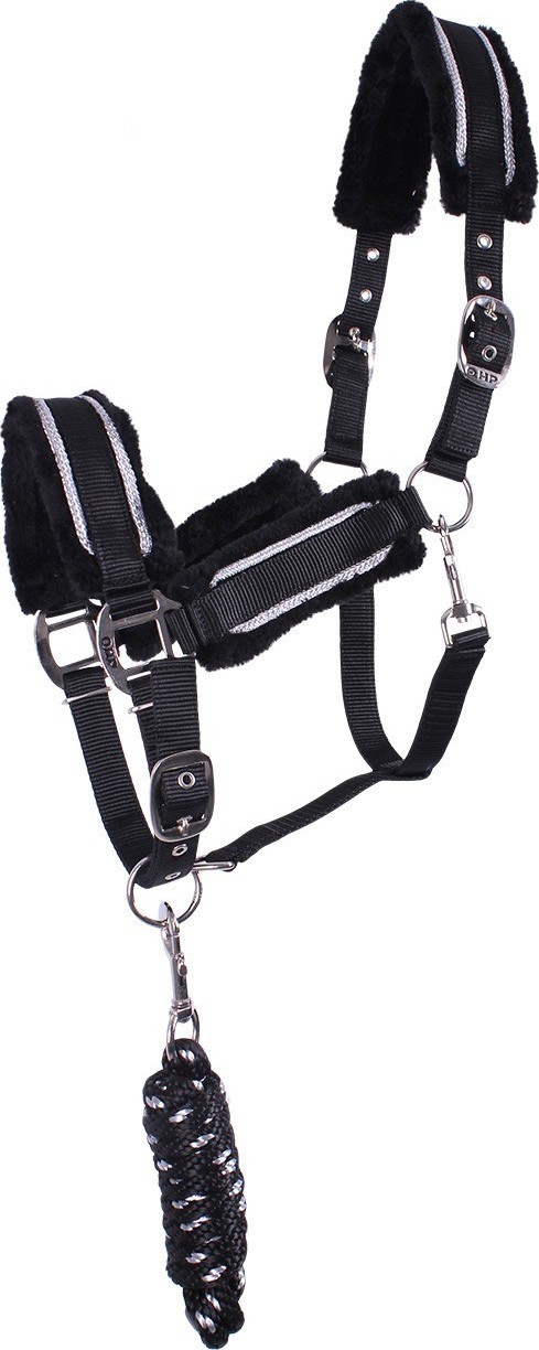 QHP Set ohlávky s vodítkem Dolci QHP, black/silver Velikost: FULL