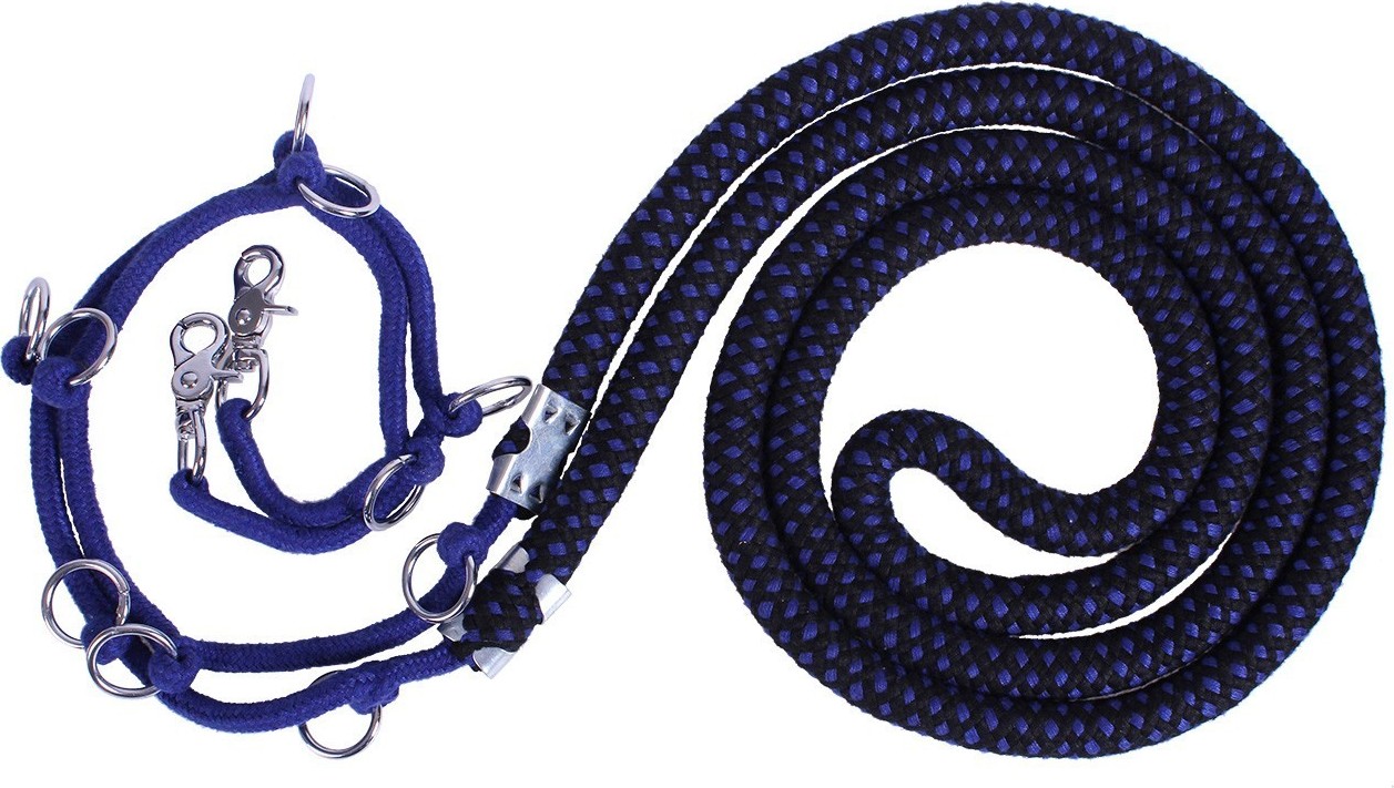 QHP Otěže vyvazovací Luxe QHP, blue/black Velikost: L