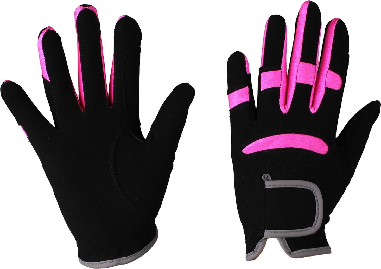 QHP Rukavice jezdecké Multi Color QHP, pro dospělé, black/fuchsia Velikost: L