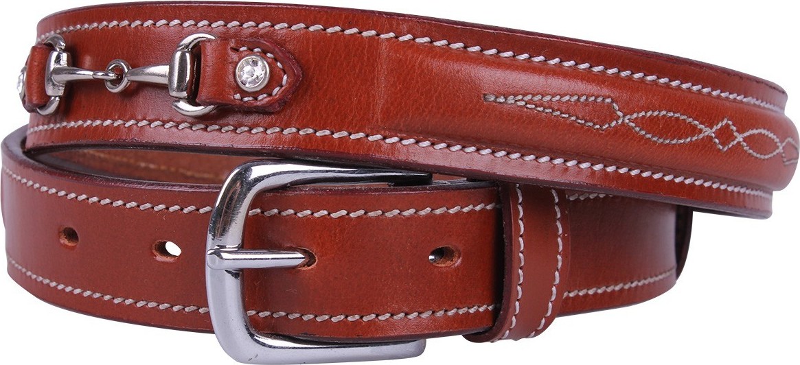 QHP Pásek kožený Nicki QHP, hnědý Délka: 75 cm