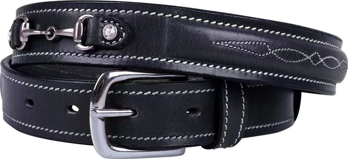 QHP Pásek kožený Ricki QHP, černý Délka: 85 cm