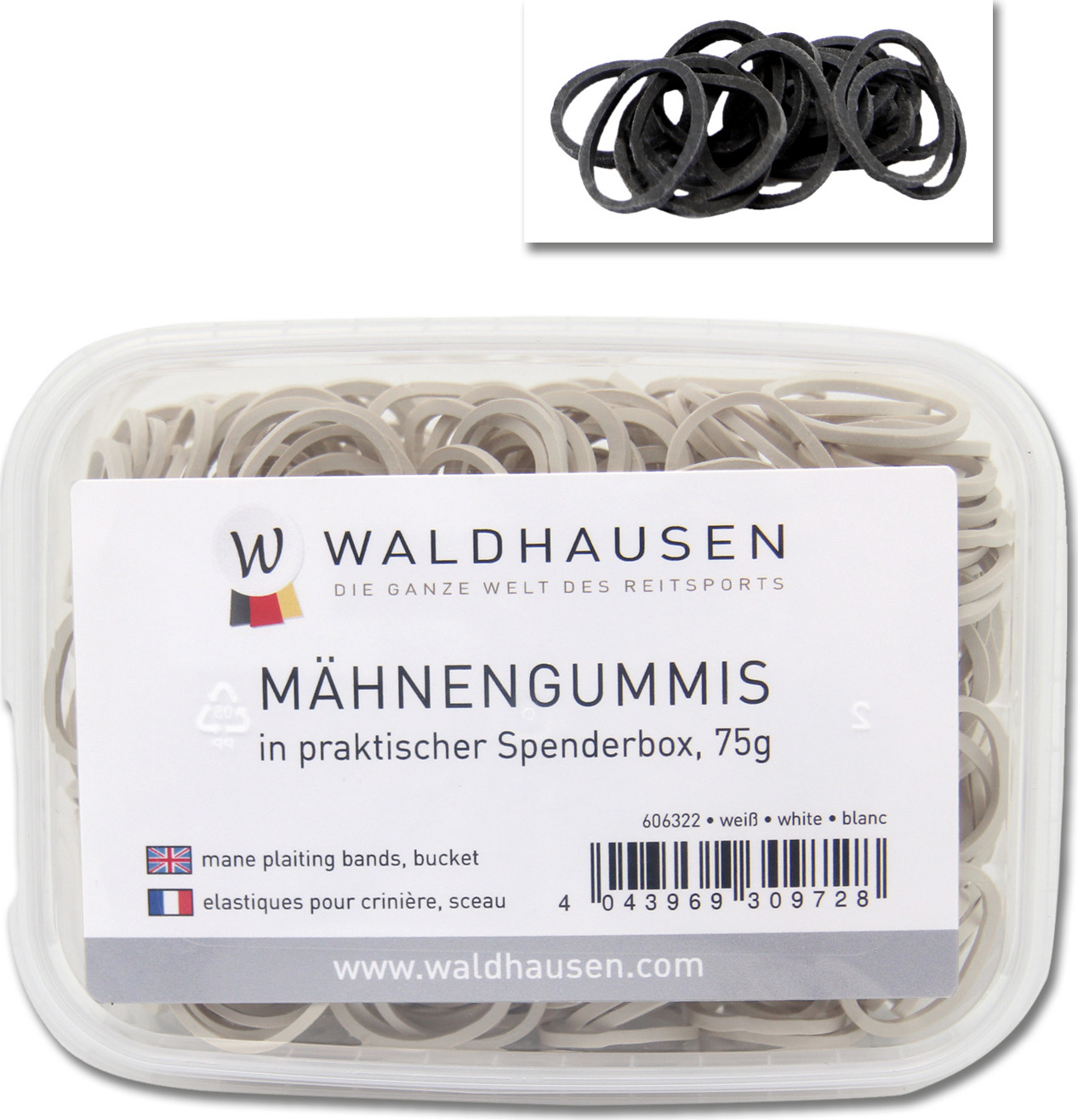WALDHAUSEN Gumičky na hřívu Spenderbox Waldhausen, 75 g, černé