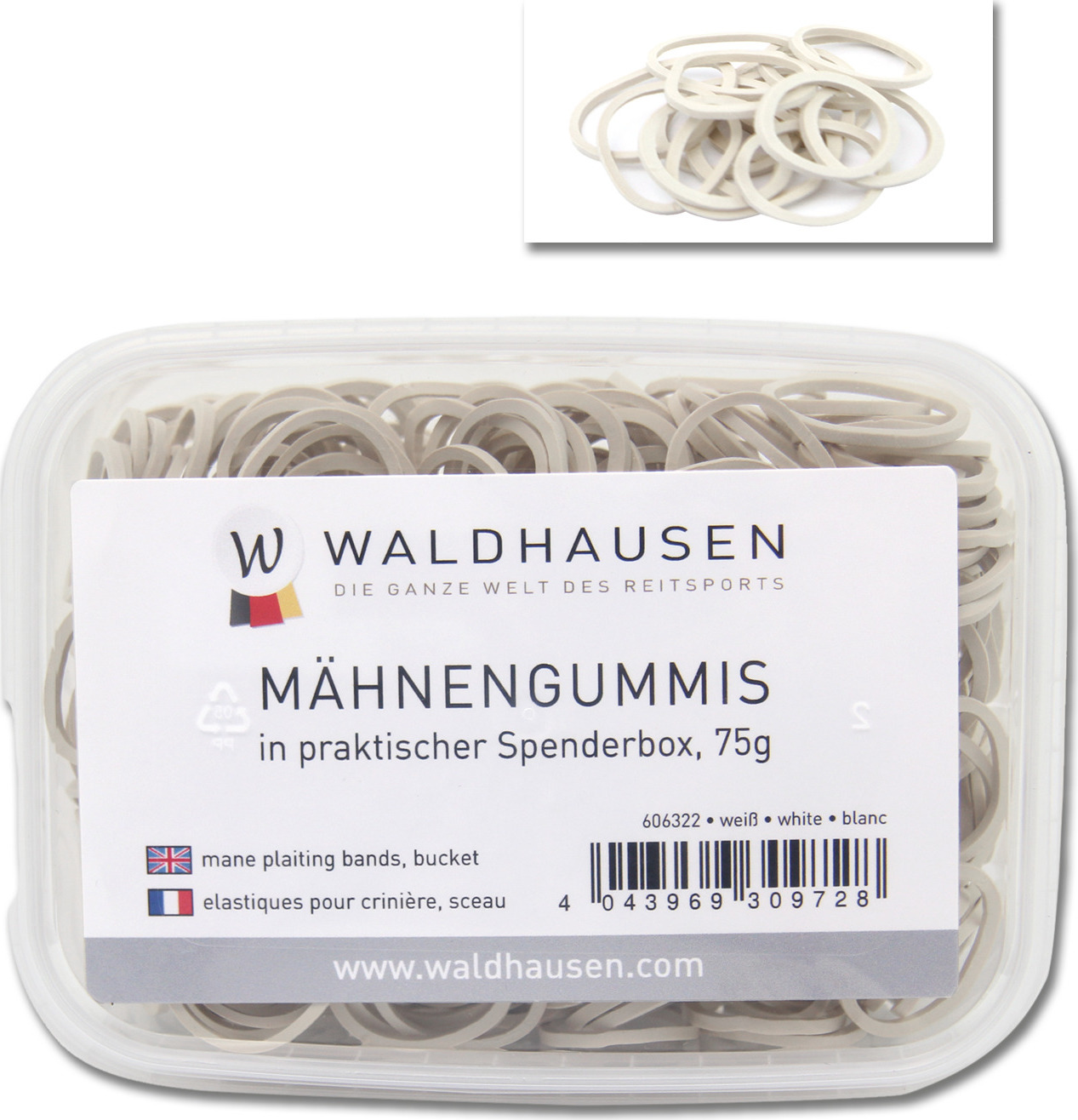 WALDHAUSEN Gumičky na hřívu Spenderbox Waldhausen, 75 g, bílé