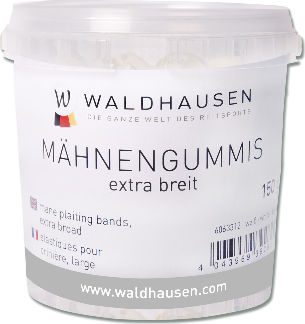 Gumičky do hřívy Waldhausen kyblík, 150 g, transparent