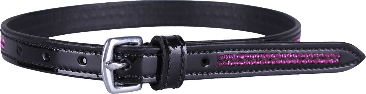 QHP Řemínky ke špornám Las Vegas QHP, black/fuchsia Velikost: 38 cm