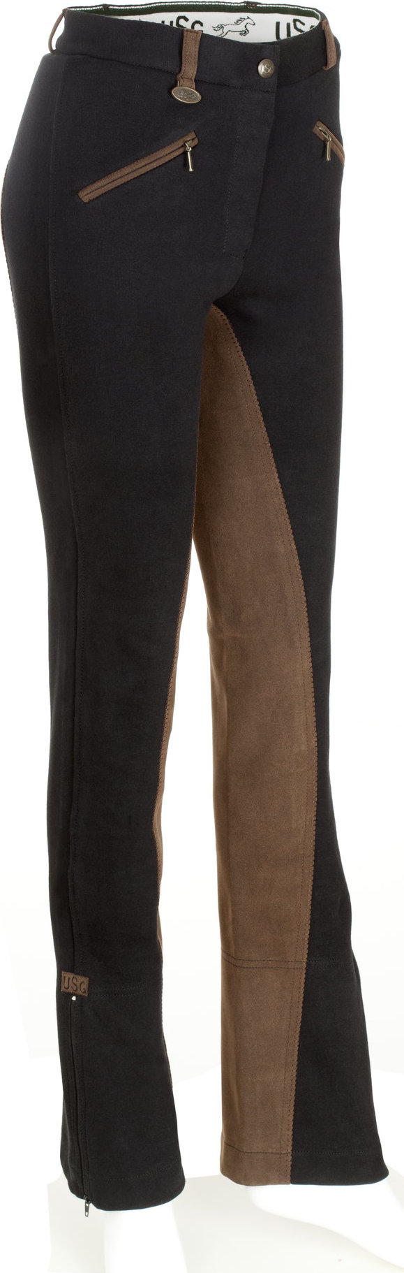 USG Kalhoty jezdecké Birgit USG, s celokoženým sedem, dámské, black/brown Velikost: 48